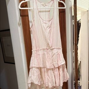 LoveShackFancy White Dress with Pink Stripes size Small